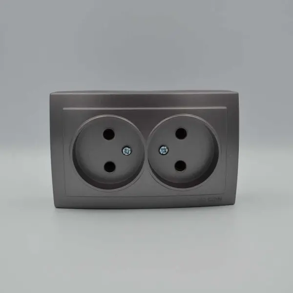 Розетка Nilson Themis антрацит 2-на без заземлення ( 26161024 ) - фото №1