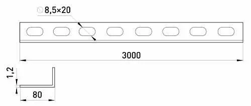 Перегородка E.Next ASEP-5-09 80мм 1,2мм 3м (ASEP-8-12) - фото №1