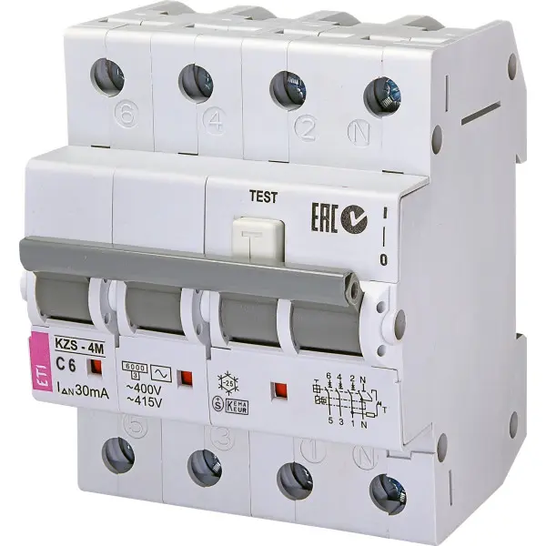 Автомат дифференциальный ETI KZS-4M C 6/0,03 6kA