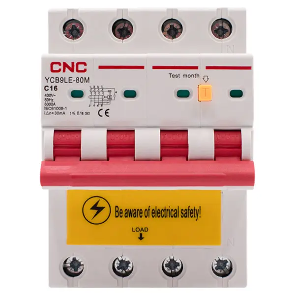 Дифференциальный выключатель CNC YCB9LE-80M C16А 3Р+N 6кА 30мА (Б00044021) - фото №1