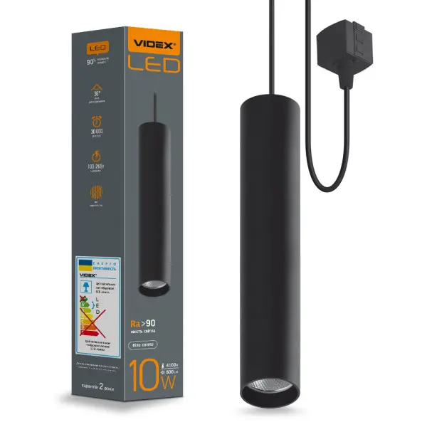 Подвесной трековый светильник Videx 10Вт 4100K (VL-ST-10034B) черный - фото №1