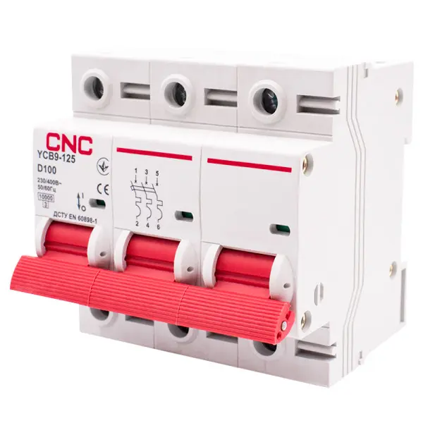 Автоматический выключатель CNC YCB9-125 3Р 100А 10kA D - фото №1