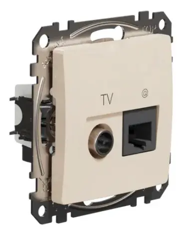 Кінцева TV-розетка Schneider Electric Sedna Design & Elements та RJ45 кат. 6 UTP бежева SDD112469T - фото №1 Кінцева TV-розетка Schneider Electric Sedna Design & Elements та RJ45 кат. 6 UTP бежева SDD112469T - фото №1