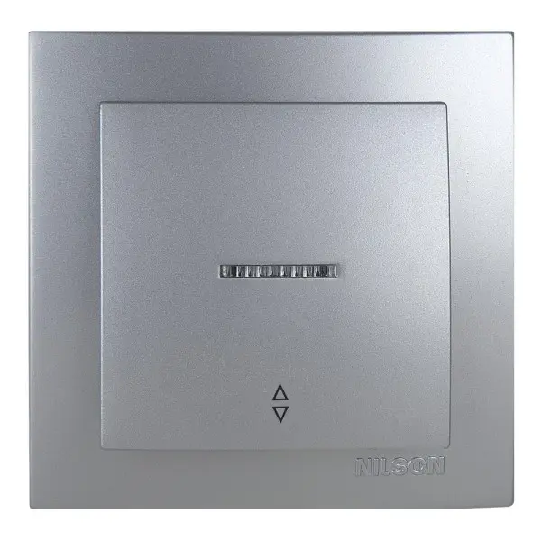 Выключатель Nilson Touran серебро 1кл проходной с подсветкой ( 24131008 )