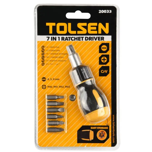 Короткий держатель бит с храповым механизмом Tolsen (20033) (7шт) - фото №2
