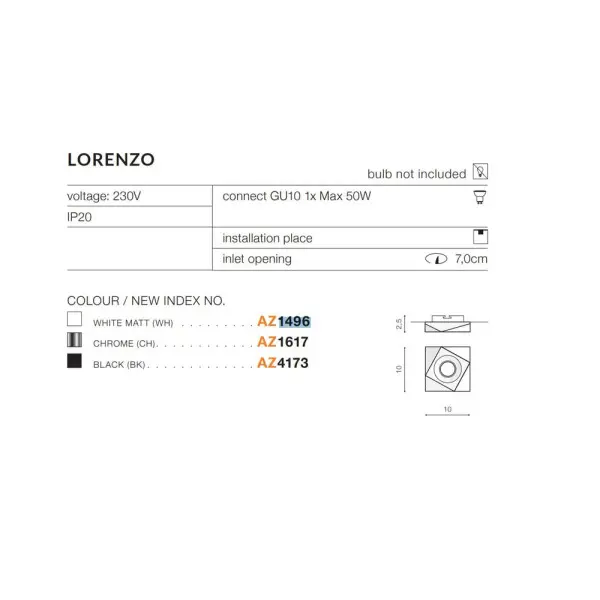 Точечный светильник Azzardo AZ1617 LORENZO(NC1778-CH) - фото №3