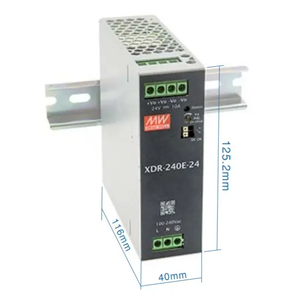 Блок питания Mean Well на DIN-рейку 240W DC24V 5A (XDR-240E-48) Блок питания Mean Well на DIN-рейку 240W DC24V 5A (XDR-240E-48)