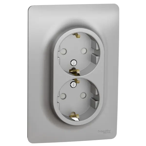 Двойная розетка Schneider Electric NU206730 (винтовой зажим) (алюминий)