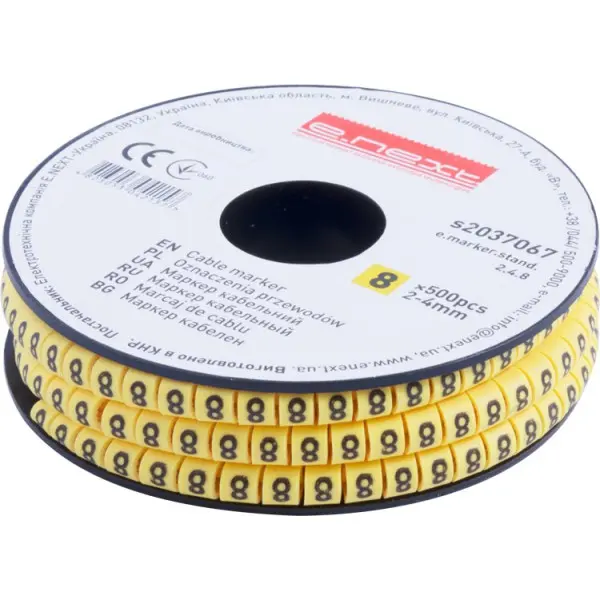 Кабельный маркер E.Next e.marker.stand.2.4.8 2-4 кв.мм 8 500шт (s2037067)