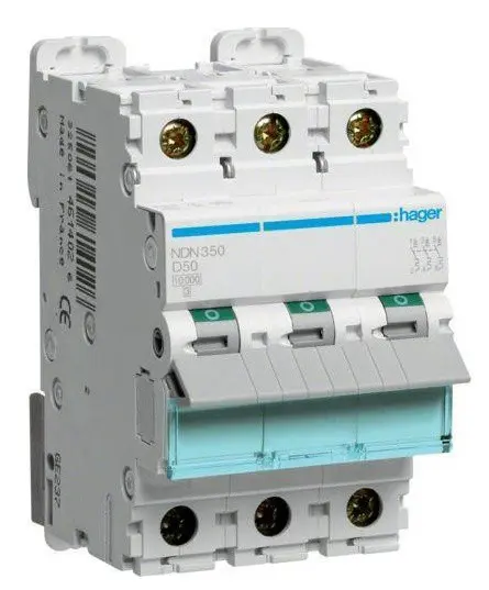 Автоматичний вимикач NDN350 (3p, D, 50А) Hager