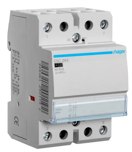 Контактор 63A ESC264 (2НЗ, 230В) 3м Hager