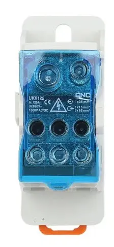 Розподільчий блок CNC FTUKK125 125А 30х76,5х45,5мм на DIN-рейку (Б00043067)