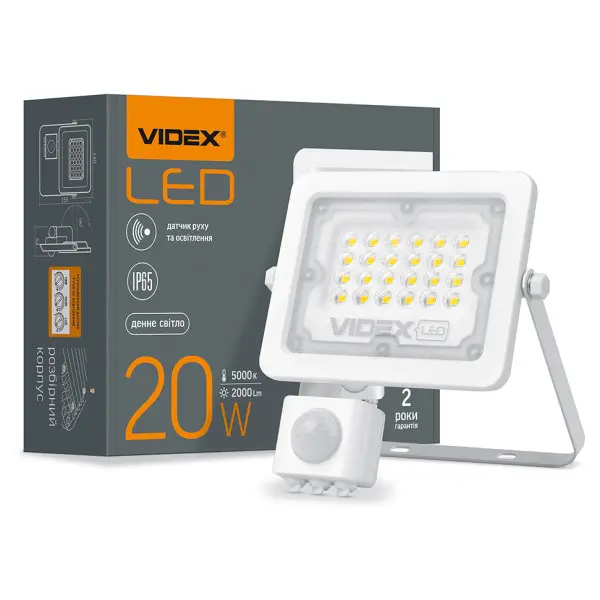 LED прожектор Videx F2e 20Вт 5000K (VL-F2e205W-S) с датчиком движения и освещенности - фото №3