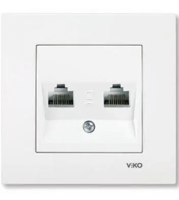 Розетка компьютерная двойная (2хRJ45 Cat5e) белая Karre