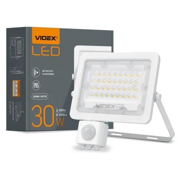 LED прожектор Videx F2e 30Вт 5000K (VL-F2e305W-S) с датчиком движения и освещенности - фото №3