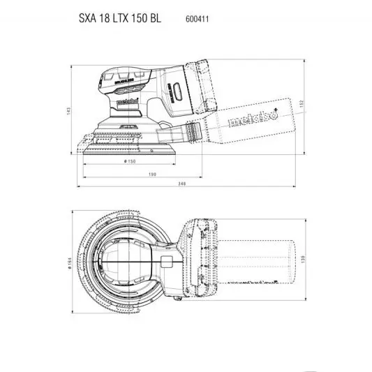 Аккумуляторная эксцентриковая шлифмашина Metabo SXA 18 LTX 150 BL 18 В (600411850) - фото №1