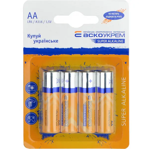 Батарейка щелочная Аско-Укрем AА.LR6.BL4 (блистер 4шт)
