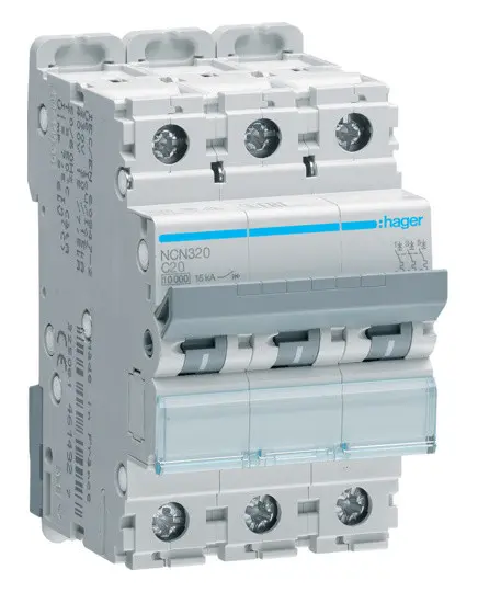 Автоматичний вимикач NCN320 (3р, С, 20А) Hager