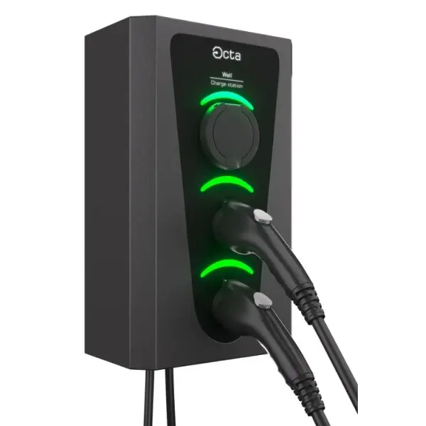 Бытовая зарядная станция Octa Energy W322-S-C2-C2 Wall на 22кВт (розетка 1ф + Type 2 + Type 2) - фото №3
