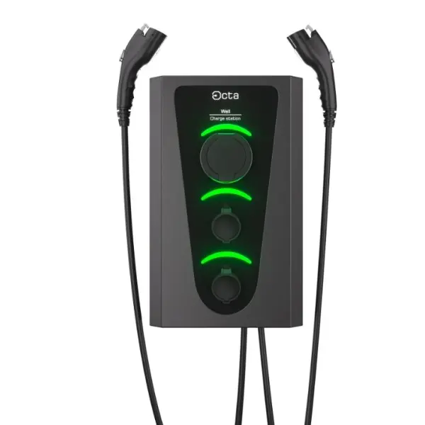 Бытовая зарядная станция Octa Energy W322-S-C2-C2 Wall на 22кВт (розетка 1ф + Type 2 + Type 2) - фото №4