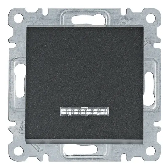 Універсальний вимикач Hager WL0223 Lumina 10АХ/230В з підсвічуванням (чорний)