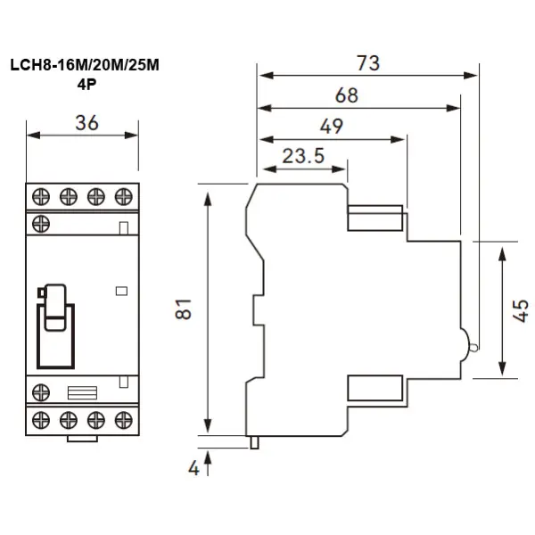 Модульний контактор з ручним управлінням TOSUNlux LCH8-63M 2NO 2P 63A (6931934210934) - фото №2