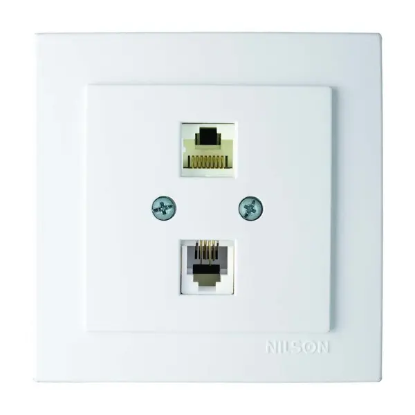 Розетка Nilson Touran белая компьютерная телефонная CAT6e-Cat3e ( 24111049 )