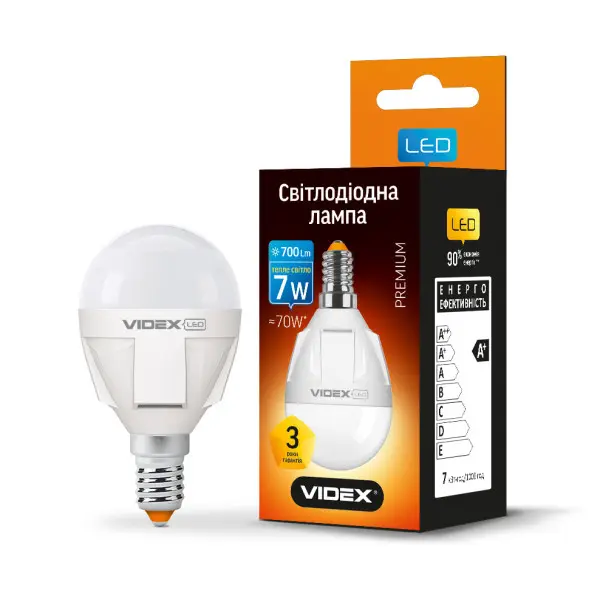 Светодиодная лампа Videx Premium G45 E14 7Вт 3000K (VL-G45-07143) - фото №1