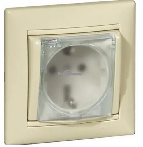 Механизм розетки с з/к и крышкой Valena IP44 слоновая кость - фото №1