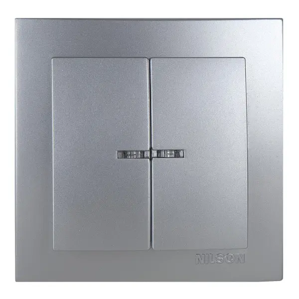 Вимикач Nilson Touran срібло 2кл з підсвіткою ( 24131004 )