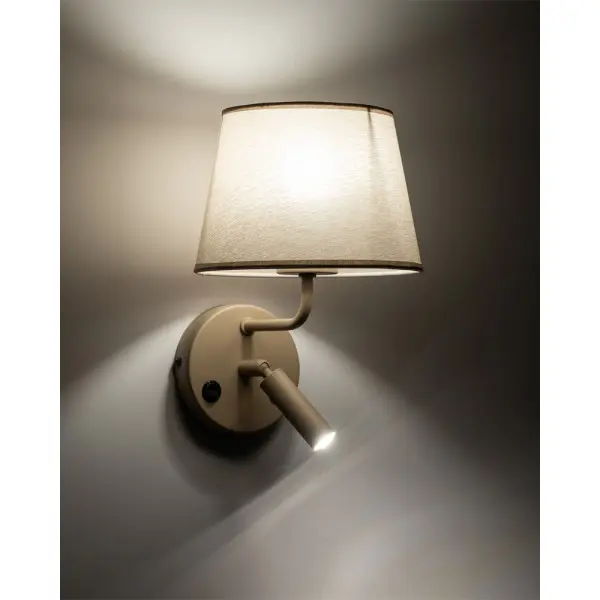 Бра, настенный светильник TK Lighting 11596 Maja E27+G9 1+1x15W+8W IP20 бежевый - фото №1
