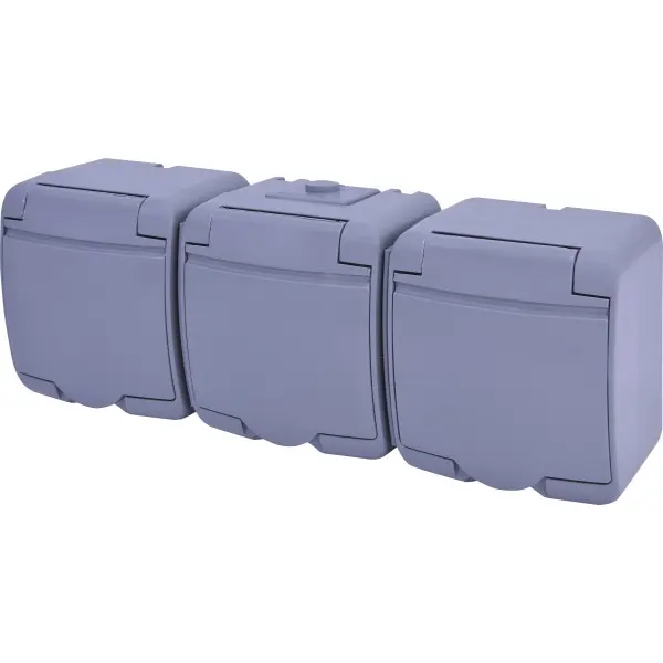 Розетка трехместная Eti Hermetics RHE-3s-SR с з/к IP54 серая (4668074)