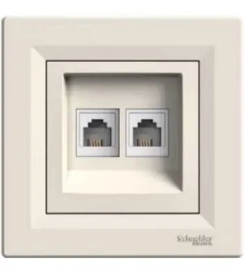 Розетка комп'ютерна RJ45 кат.6 UTP подвійна кремова Asfora, EPH4800123