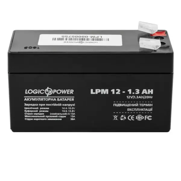 Аккумулятор LogicPower AGM LPM 12-1.3 AH 12В Аккумулятор LogicPower AGM LPM 12-1.3 AH 12В