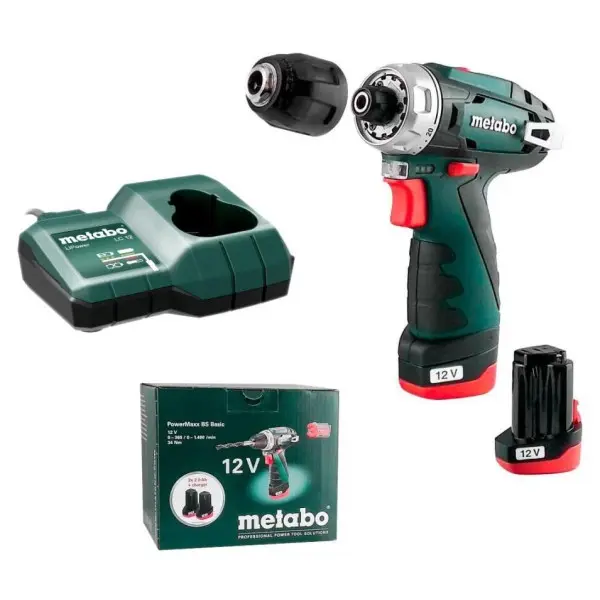 Акумуляторний безударний дриль-шуруповерт Metabo PowerMaxx BS Basic 12В 2x2,0Аг 17/34Нм 0-360/0-1400об/хв (600984000) - фото №2 Акумуляторний безударний дриль-шуруповерт Metabo PowerMaxx BS Basic 12В 2x2,0Аг 17/34Нм 0-360/0-1400об/хв (600984000) - фото №2