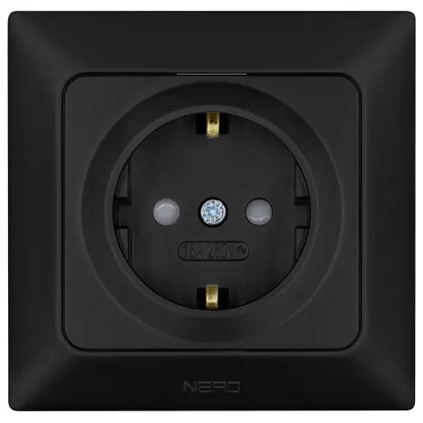 Розетка NE-AD ARAS 93-124-08-E с з/к и шторками черная