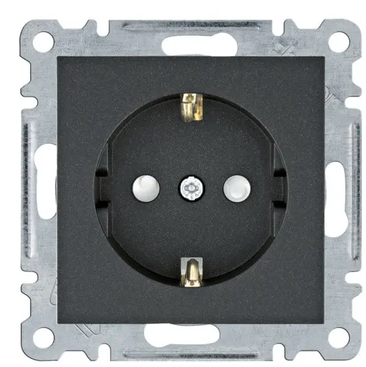 Розетка Hager WL1063 Lumina 16А/230В із з/к із захистом контактів (чорна)