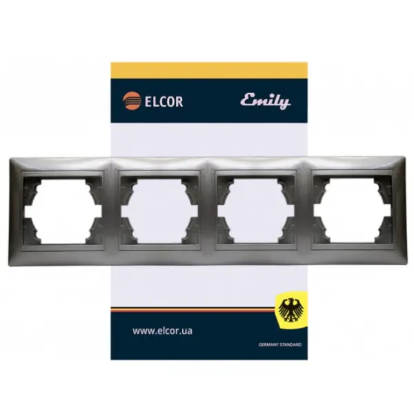 Четырехместная горизонтальная рамка Elcor Emily 9215 (211563) (серый металлик) - фото №1 Четырехместная горизонтальная рамка Elcor Emily 9215 (211563) (серый металлик) - фото №1