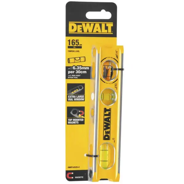 Уровень DeWALT DWHT42525-0 BILLET TORPEDO 3 капсулы 165мм - фото №2