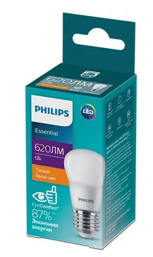 Светодиодная лампа Philips ESSLED Lustre 6Вт 620Лм E27 827 P45 ND FRRCA - фото №1