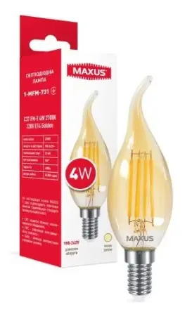 Филаментная лампа Maxus C37 FM-T 220Вт E14 Golden (1-MFM-731) - фото №1