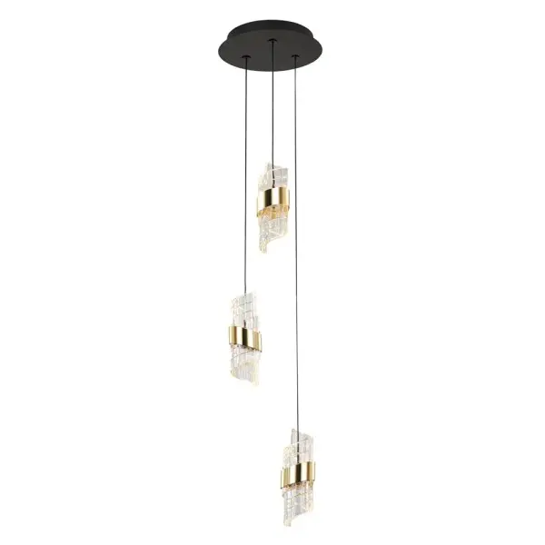 Подвесной светильник, люстра Italux PND-26374-3-23W-3K-BK-GD Tonga LED 3x23W 3000K 1700Lm IP20 золотой