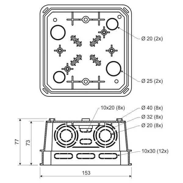 Розподільна коробка Kopos KO 125 Е (8595057612587) 150х150х77мм - фото №1