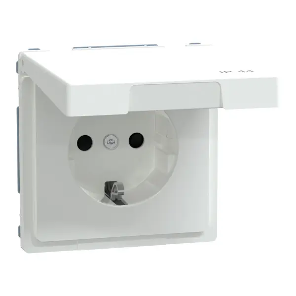 Розетка с заземлением Schneider Electric D-Life MTN2314-6035 с крышкой IP44 белый лотос