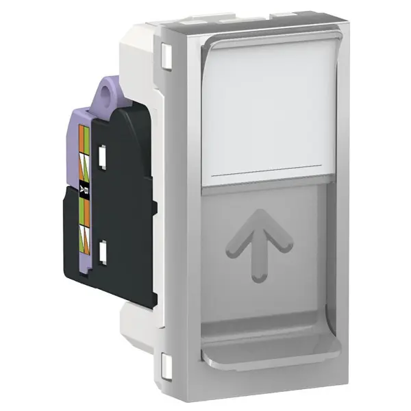 Одинарна комп'ютерна розетка Schneider Electric NU341430 RJ45 cat.6 UTP із полем для напису 1М (алюміній)