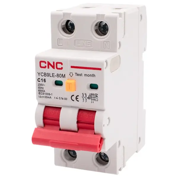 Дифференциальный выключатель CNC YCB9LE-80M C16А 1Р+N 6кА 30мА (Б00044011)