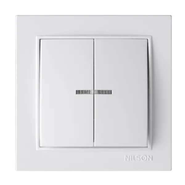 Выключатель Nilson Thor белый 2кл с подсветкой ( 27111004 )