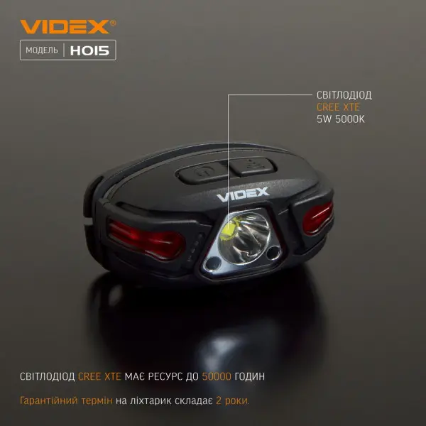 Світлодіодний налобний ліхтарик Videx 330Лм 5000K (VLF-H015) - фото №2 Світлодіодний налобний ліхтарик Videx 330Лм 5000K (VLF-H015) - фото №2