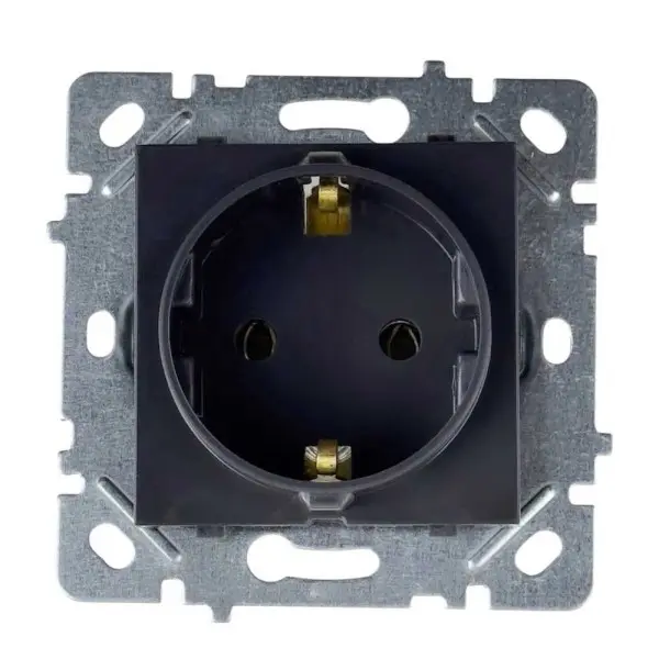 Розетка Nilson Selene антрацит 1-на з заземленням без рамки ( 23360417 )