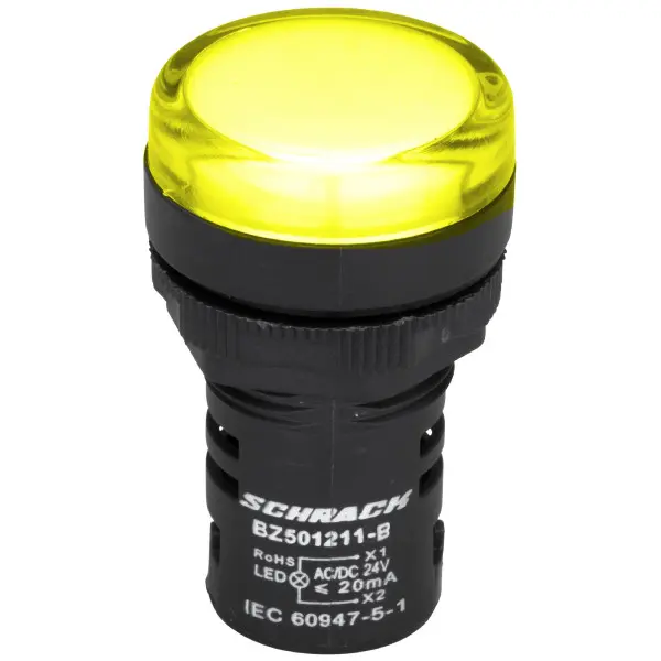 Жовтий LED індикатор Schrack BZ501211B 24В AC/DC Жовтий LED індикатор Schrack BZ501211B 24В AC/DC